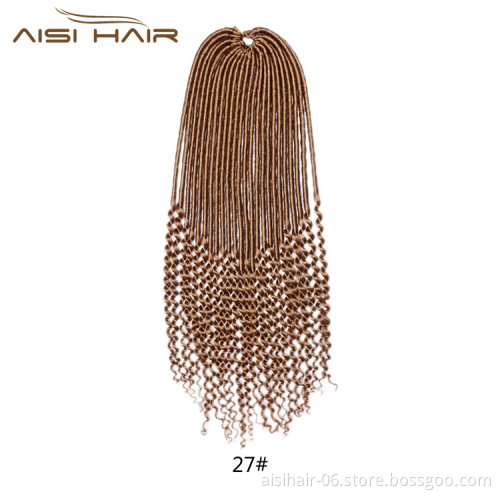 Aisi Hair Goddess Faux Locs Crochet Braids Hair Extensions Synthetic Curly End Faux Locks Braids Hairpieces for Black Women